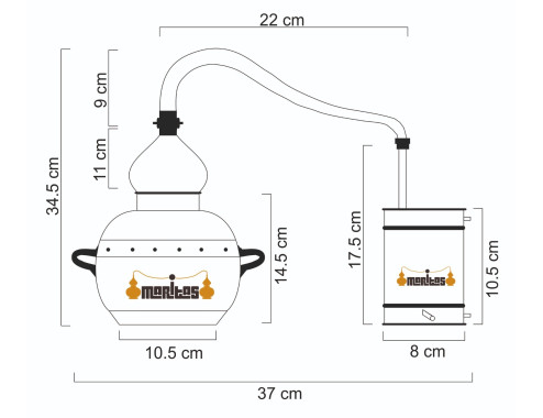 Alambique Clásico 1.5 litros + Termómetro + Alcoholímetro