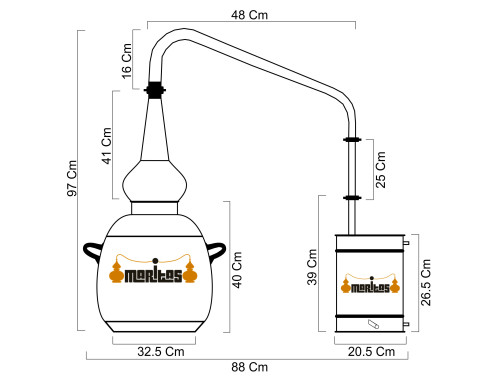 Alambique whisky 20 litros + Termómetro + Alcoholímetro