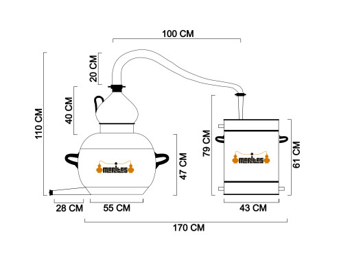 Alambique Clásico 100 litros + Termómetro + Alcoholímetro LÍQUIDOS