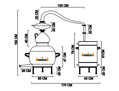 Alambique Clásico 100 litros Completo LÍQUIDOS