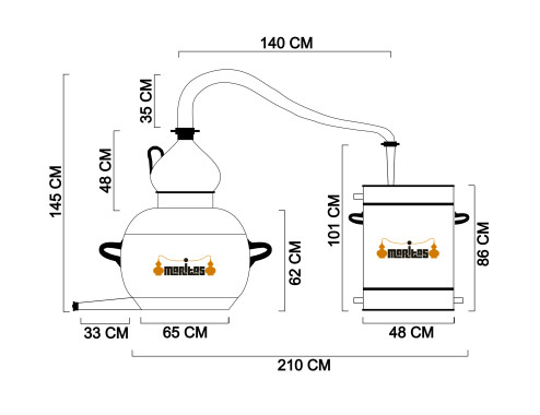 Alambique Clásico 200 litros + Termómetro + Alcoholímetro LÍQUIDOS
