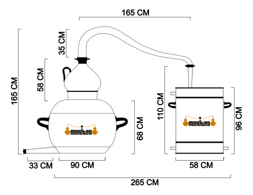 Alambique Clásico 500 litros + Termómetro + Alcoholímetro LÍQUIDOS