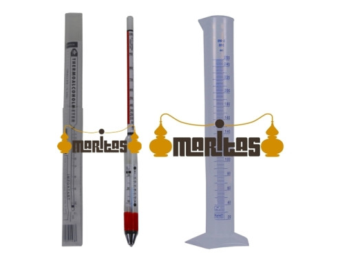 Alcoholímetro - Alcohómetro con termómetro + probeta de plástico 250ml