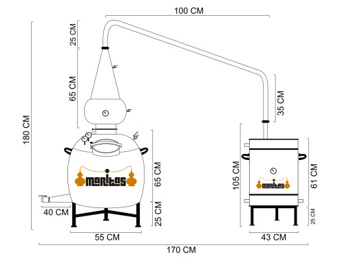Alambique whisky 100 litros PROFESIONAL