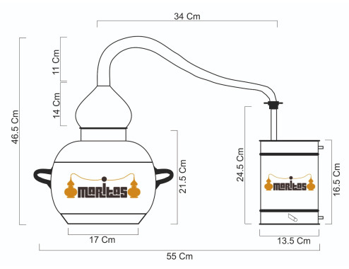 Alambique Clásico 5 litros + Termómetro + Alcoholímetro