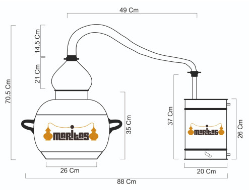 Alambique Clásico 20 litros + Termómetro + Alcoholímetro
