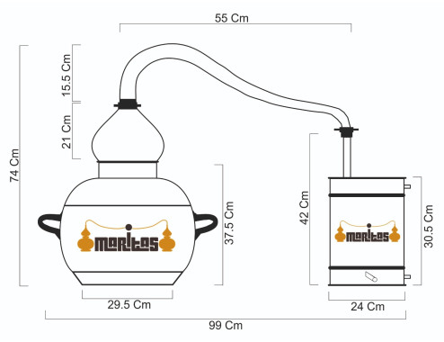 Alambique Clásico 30 litros + Termómetro + Alcoholímetro